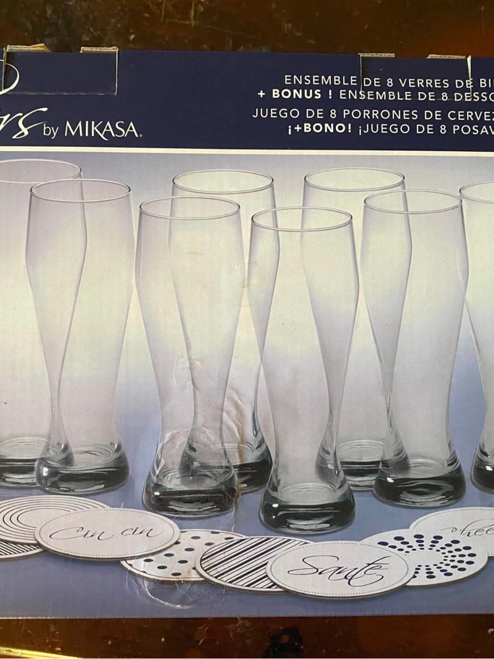 Mikasa Clear Pilsner Beer Glass Set of 8 - Picture 1 of 5